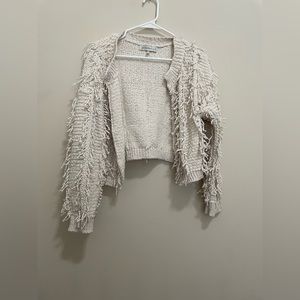Cream Colored Cardigan with Tassels